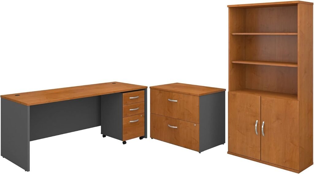 Bush Business Furniture SRC097NCSU Office Suite, 72W, Natural Cherry
